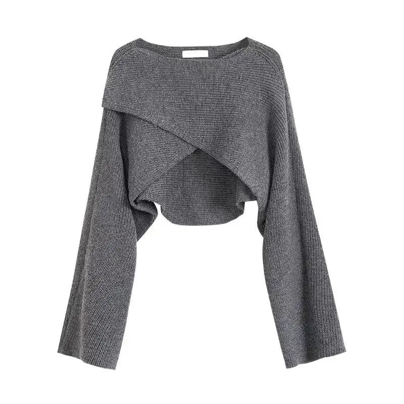 Bat-sleeved Sweater for Women in 2025 New Autumn Design, Lazy Style, Long Sleeves, Irregular Outer Shawl