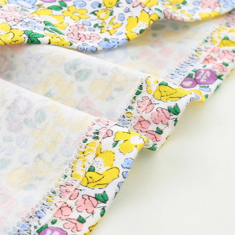 Girls Easter Floral Long-Sleeve Cotton Dress