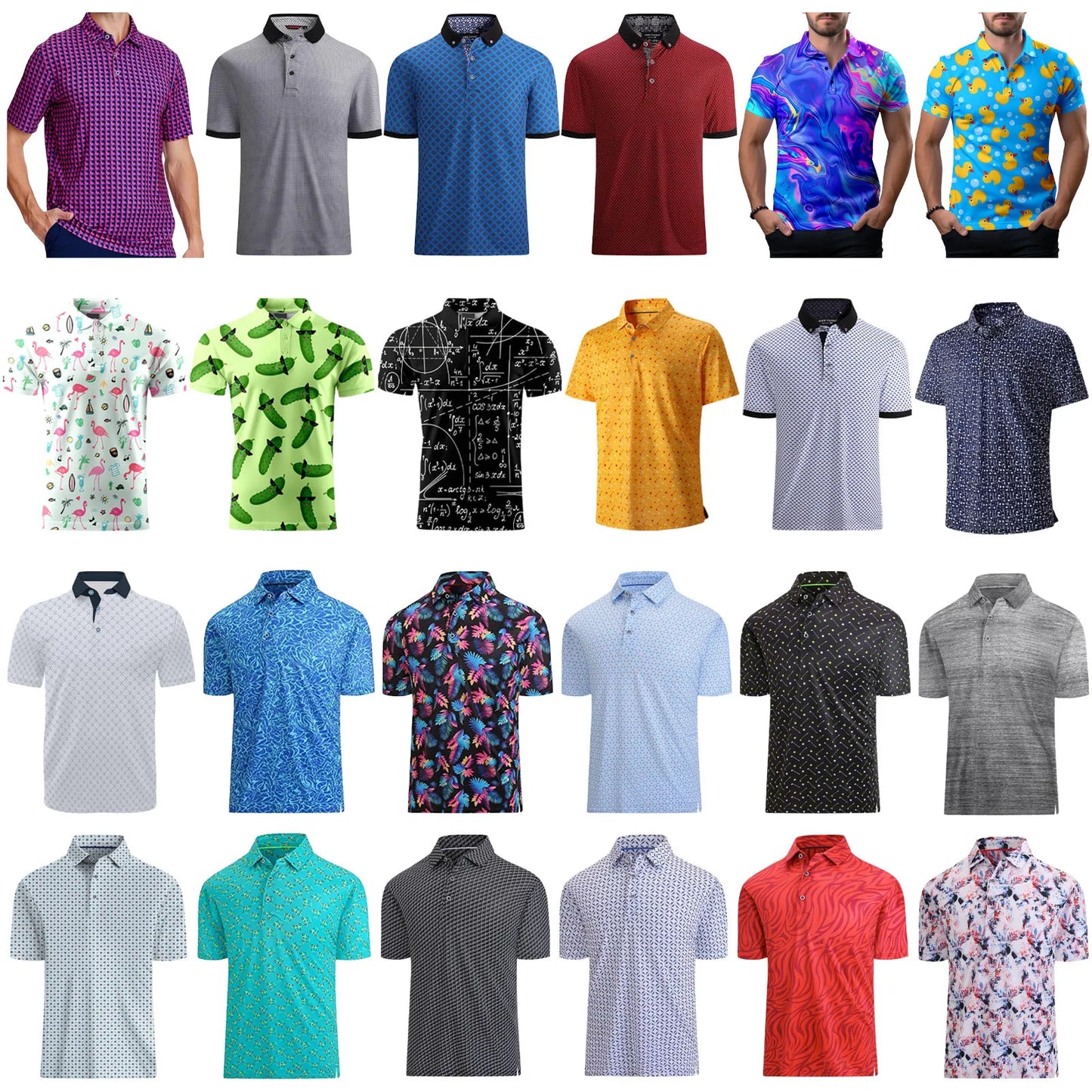 Men's Golf Tennis T-Shirt Moisture-Wicking Short Sleeve Printed Casual Sports Shirt S-6XL