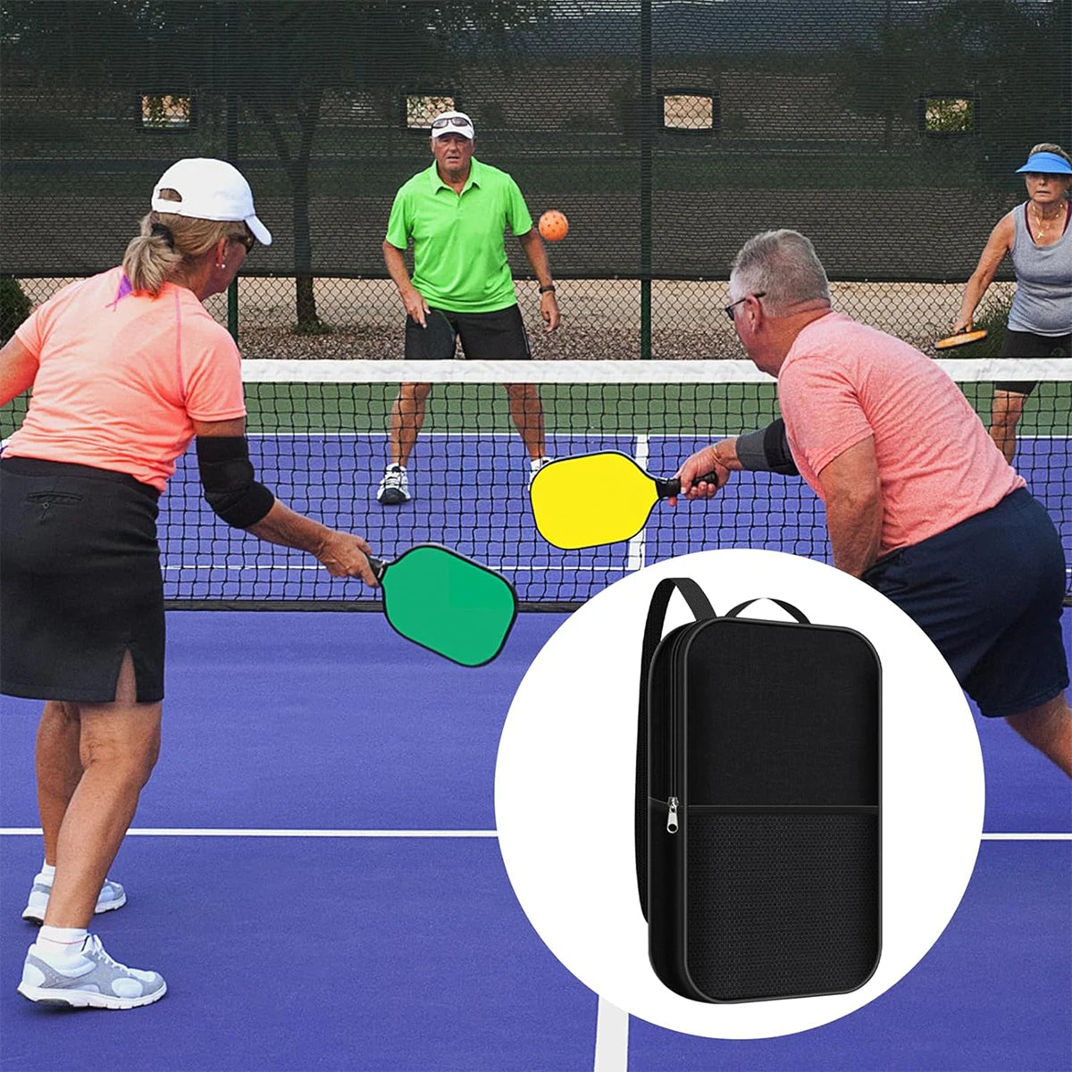 1pc Pickleball Paddle Cover with Pocket, With Extra Storage Space Pocket for Accessories, Fits Store 2 Paddle &4balls, Zipper C