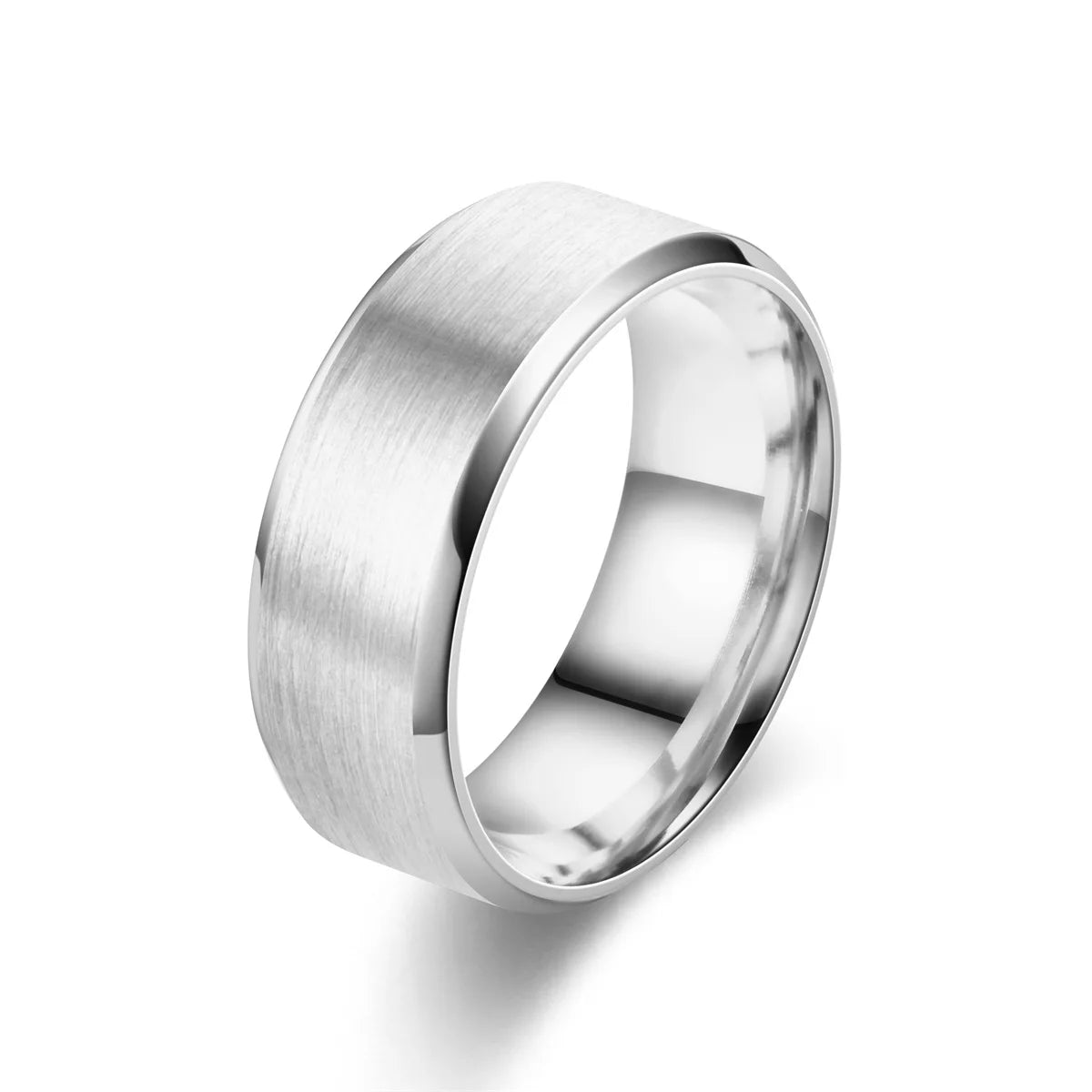 Classic 8mm Tungsten Surface Brushed Stainless Steel Ring