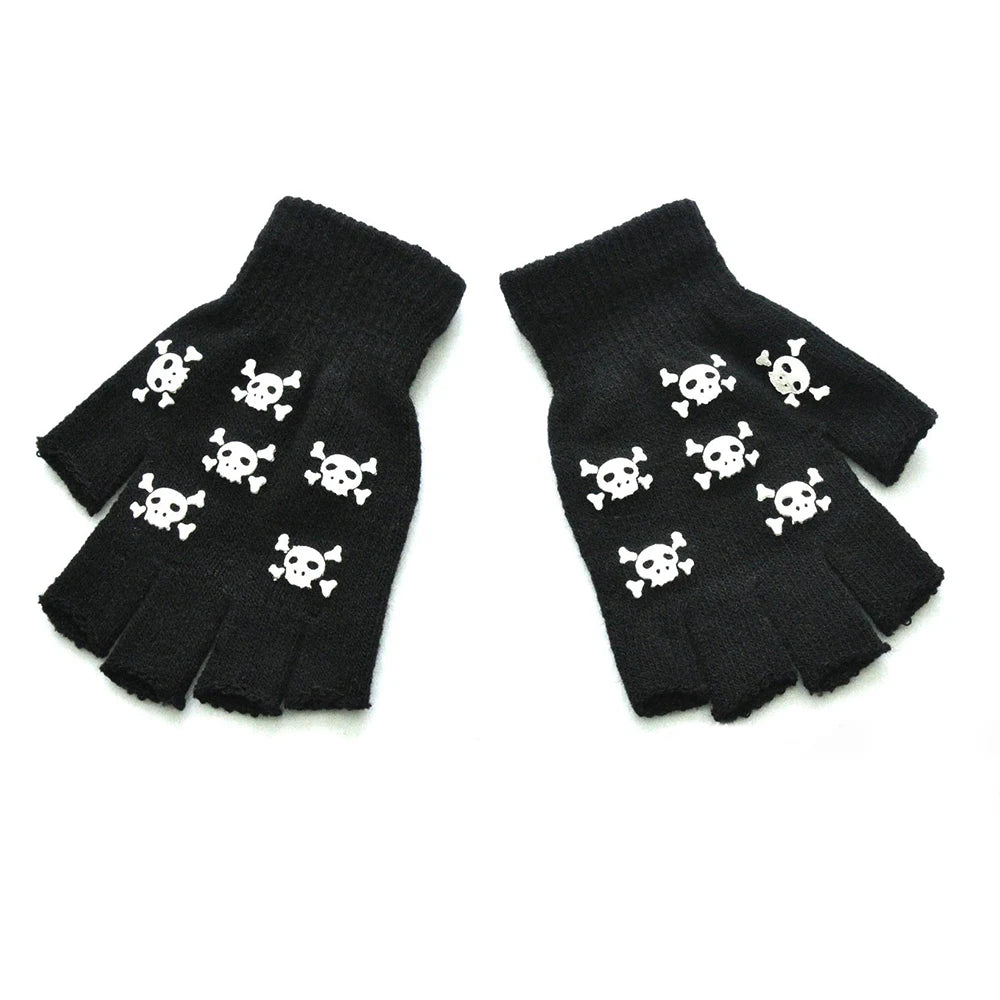 Luminous Gloves Childs Halloween Supplies For Winter Hand Warmer Bone Skull Grimace Mitten Non Slip Horror Hand Keep Warm Gloves