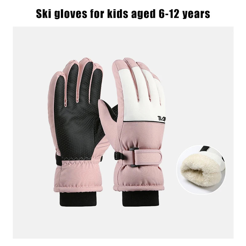 Kids Warm Winter Gloves Waterproof Anti-Slip Snow Gloves for Boys Girls Ideal for Outdoor Skiing Cycling
