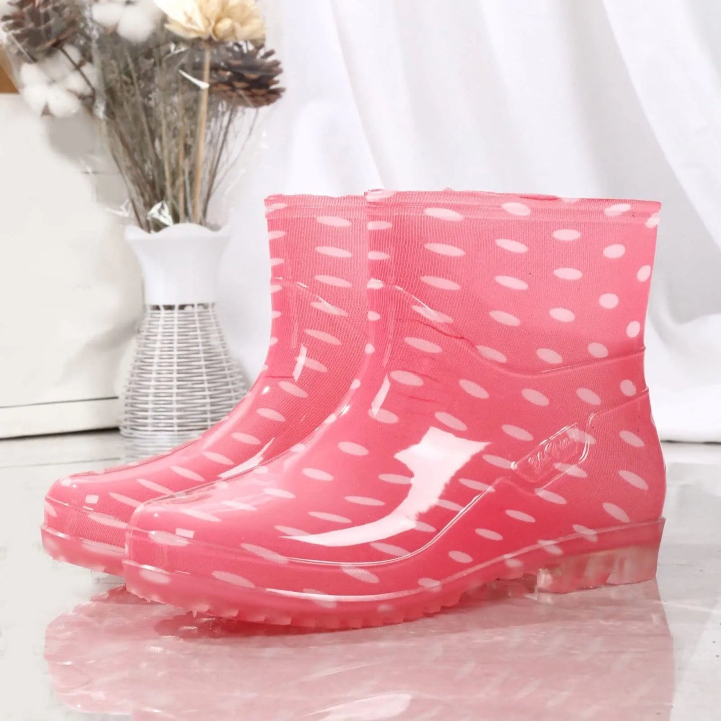 Fashionable Print Rain Boots Adult Women's Waterproof Boots Anti-slip Wear-resistant Shoes Mid-high Boot  Rain Shoes