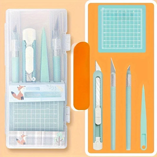 Professional Scrapbook Tool Set - Carving Knives, Non-Slip Mats, Precision Tweezers & Pens for Detailed Paper Crafting 5pcs/Set