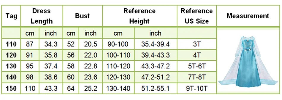 Children’s Carnival Princess Elsa Costume Dress (4+ Years)