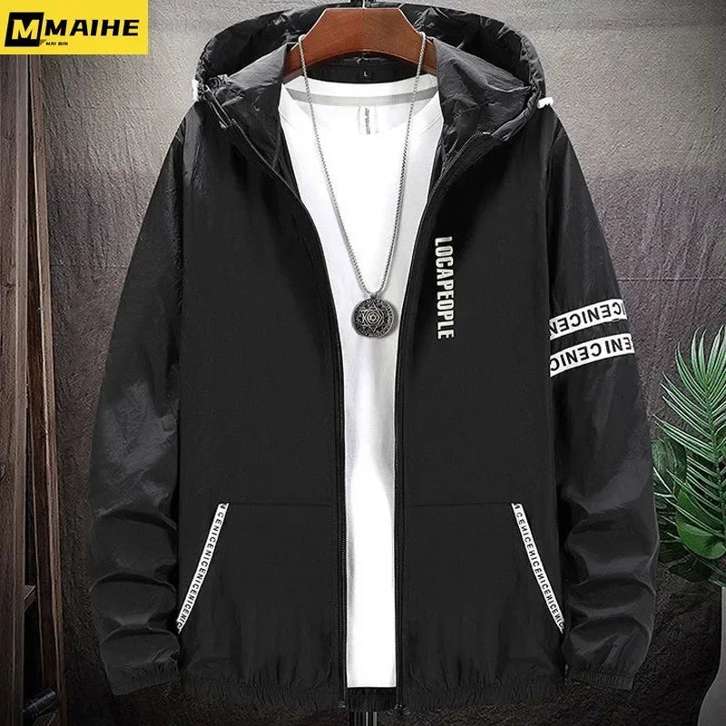 Summer Skin Coats Men SPF Ultra Light UV Sun Protection Big Size Hooded Windbreaker Jacket Men  Striped Casual Outwear 8XL 9XL