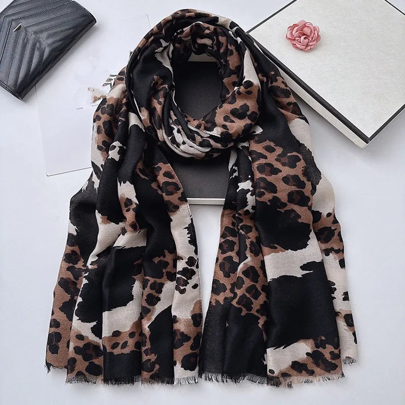 Soft Viscose Blended Leopard Print Scarf