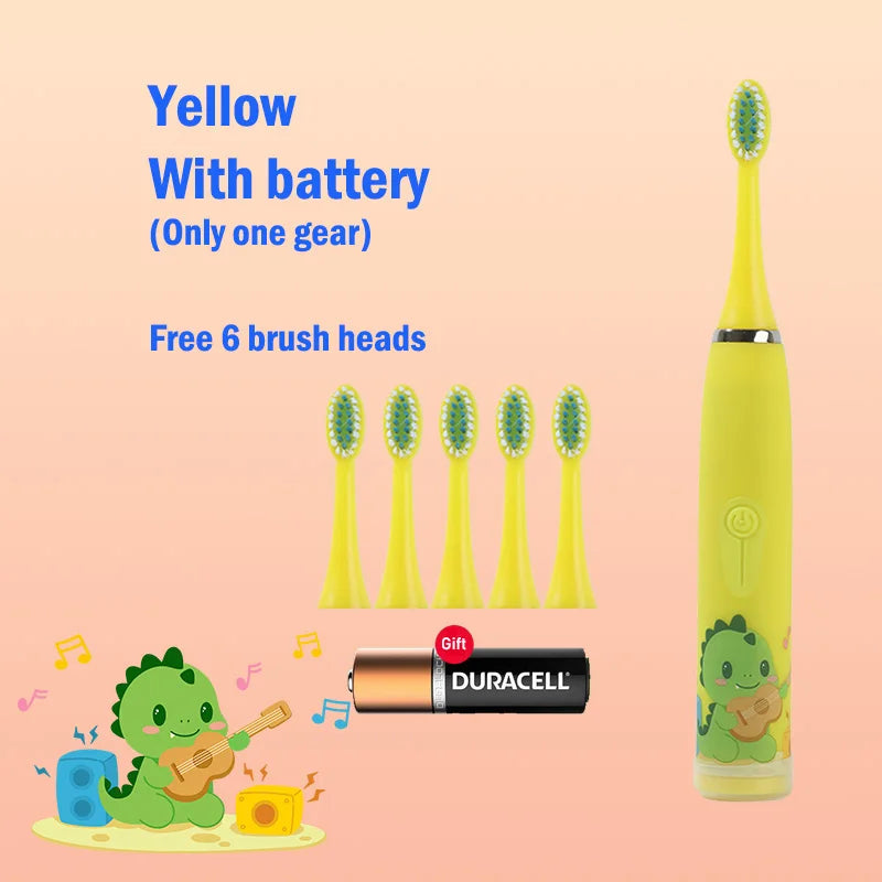 Children's Electric Toothbrush Cartoon Kids With Replacement Head Ultrasonic  IPX7 Waterproof Rechargeable Sonic Toothbrush