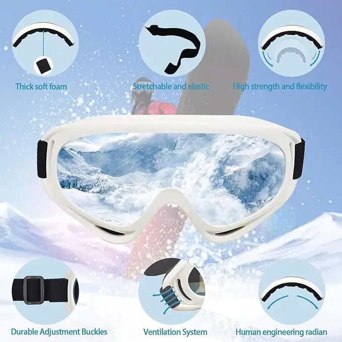 Ski Goggles Polarized Double Layer Anti-Fog Snow Goggles with UV400 Protection Large Lens Design Sunglasses for Skiing