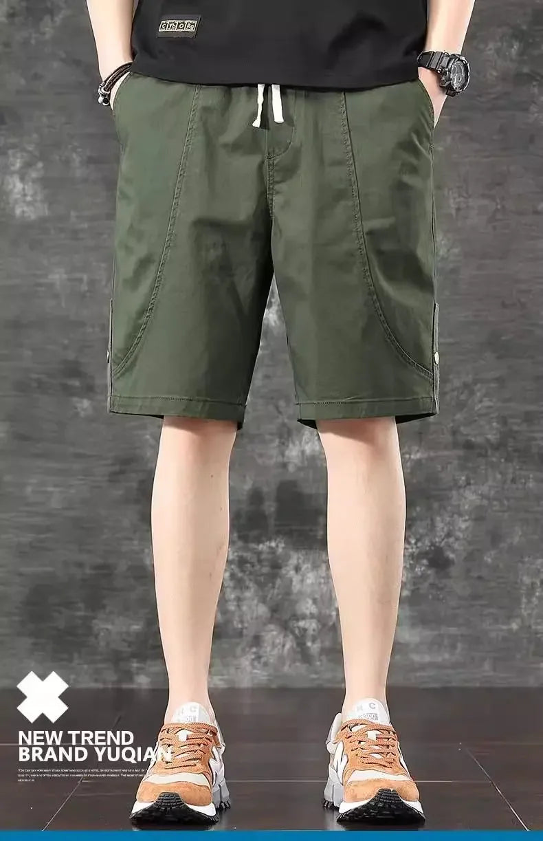 Trendy and Versatile Sports American Retro Work Clothes Men Thin Loose Straight Slimming Five-point Pants