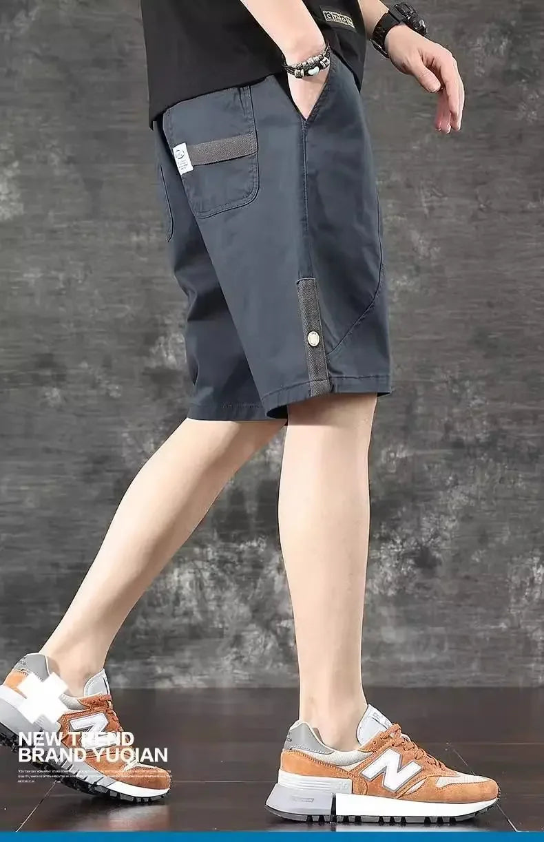 Trendy and Versatile Sports American Retro Work Clothes Men Thin Loose Straight Slimming Five-point Pants