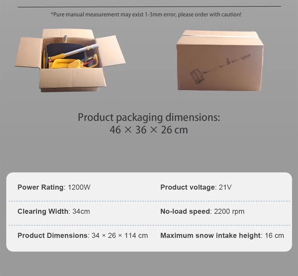 1200W Electric Battery-Powered Cordless Snow Blower