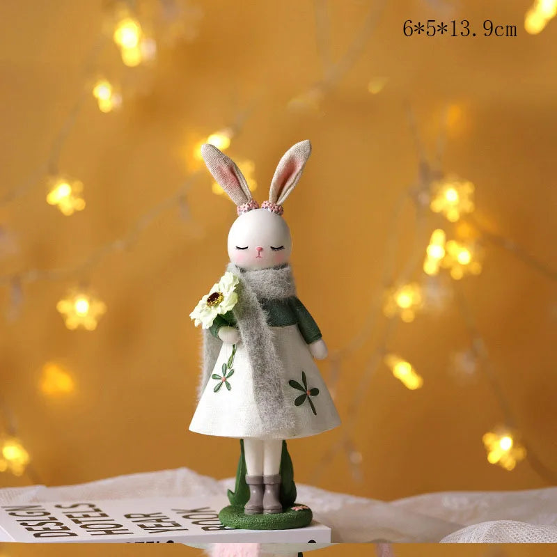 Easter Cartoon Cute Rabbit Home Table Resin Ornaments Forest Style Kids Happy 1st 2nd Birthday Party Decorations Gift for Girls