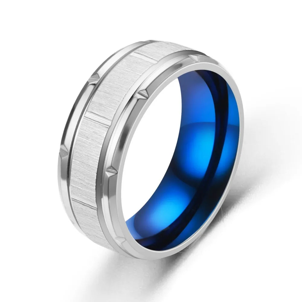 Classic 8mm Tungsten Surface Brushed Stainless Steel Ring