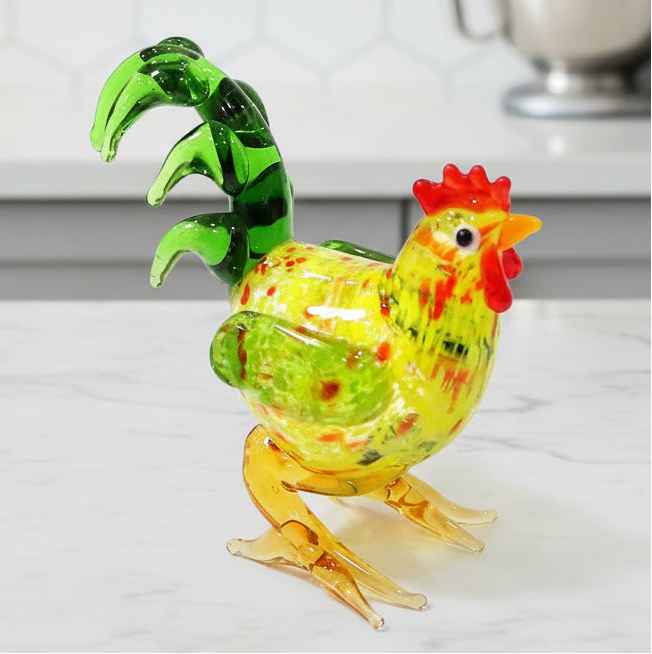 Easter Mini Glass Rooster Figurine