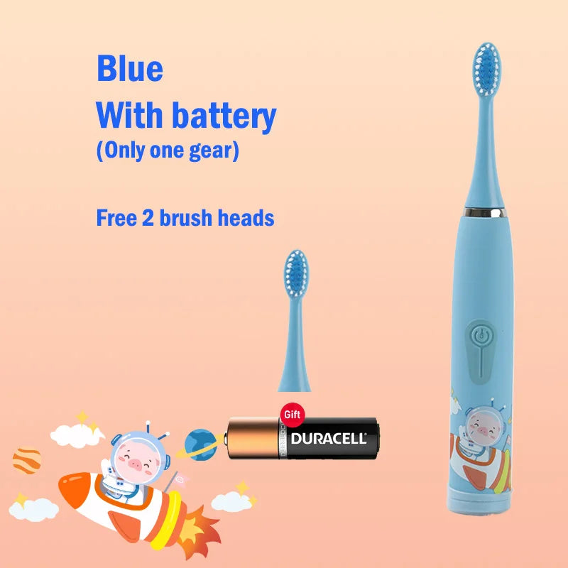 Children's Electric Toothbrush Cartoon Kids With Replacement Head Ultrasonic  IPX7 Waterproof Rechargeable Sonic Toothbrush