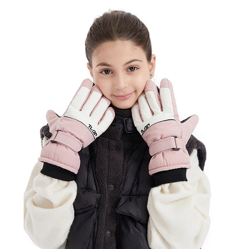 Kids Warm Winter Gloves Waterproof Anti-Slip Snow Gloves for Boys Girls Ideal for Outdoor Skiing Cycling