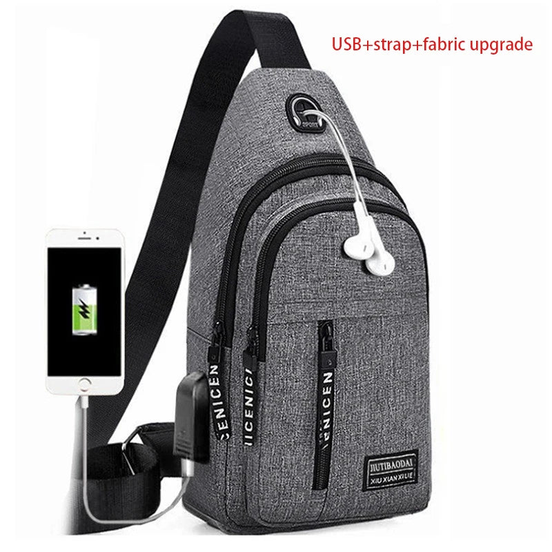 Water-Proof Messenger Crossbody Shoulder Bag with Built-In USB Cable on Some Options