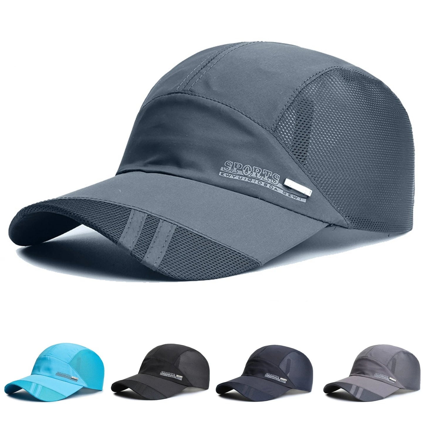 Unisex Mesh Brim Tennis Cap Quick Dry Adjustable Baseball Hat