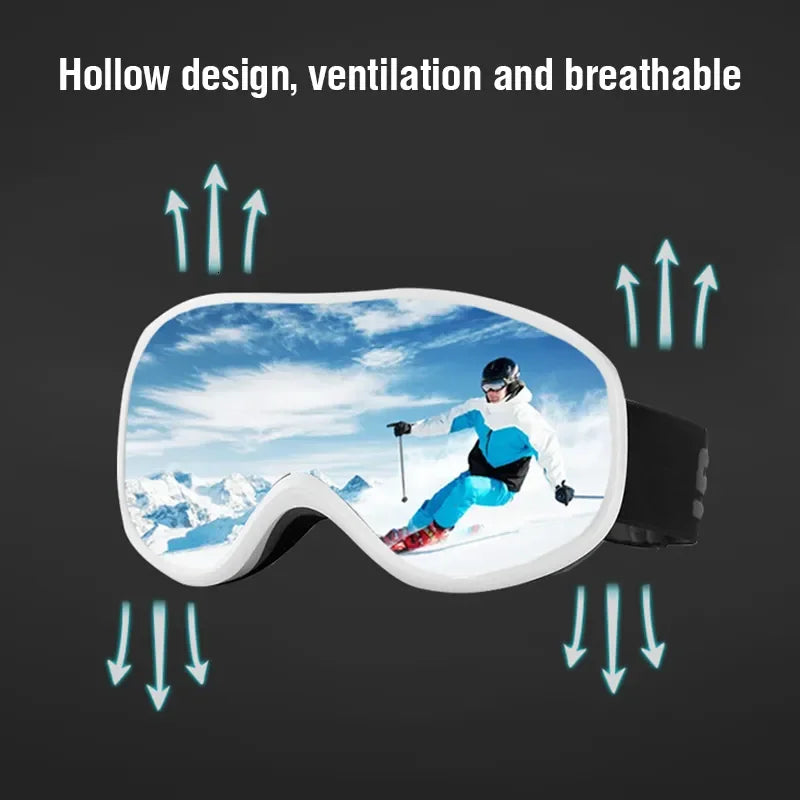 Ski Goggles Polarized Double Layer Anti-Fog Snow Goggles with UV400 Protection Large Lens Design Sunglasses for Skiing