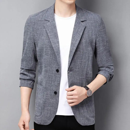Summer Men Thin Coat Men s Suit Jacket Autumn Linen Solid Color Casual Suit Korean Slim Fit Formal Business Suit Jacket