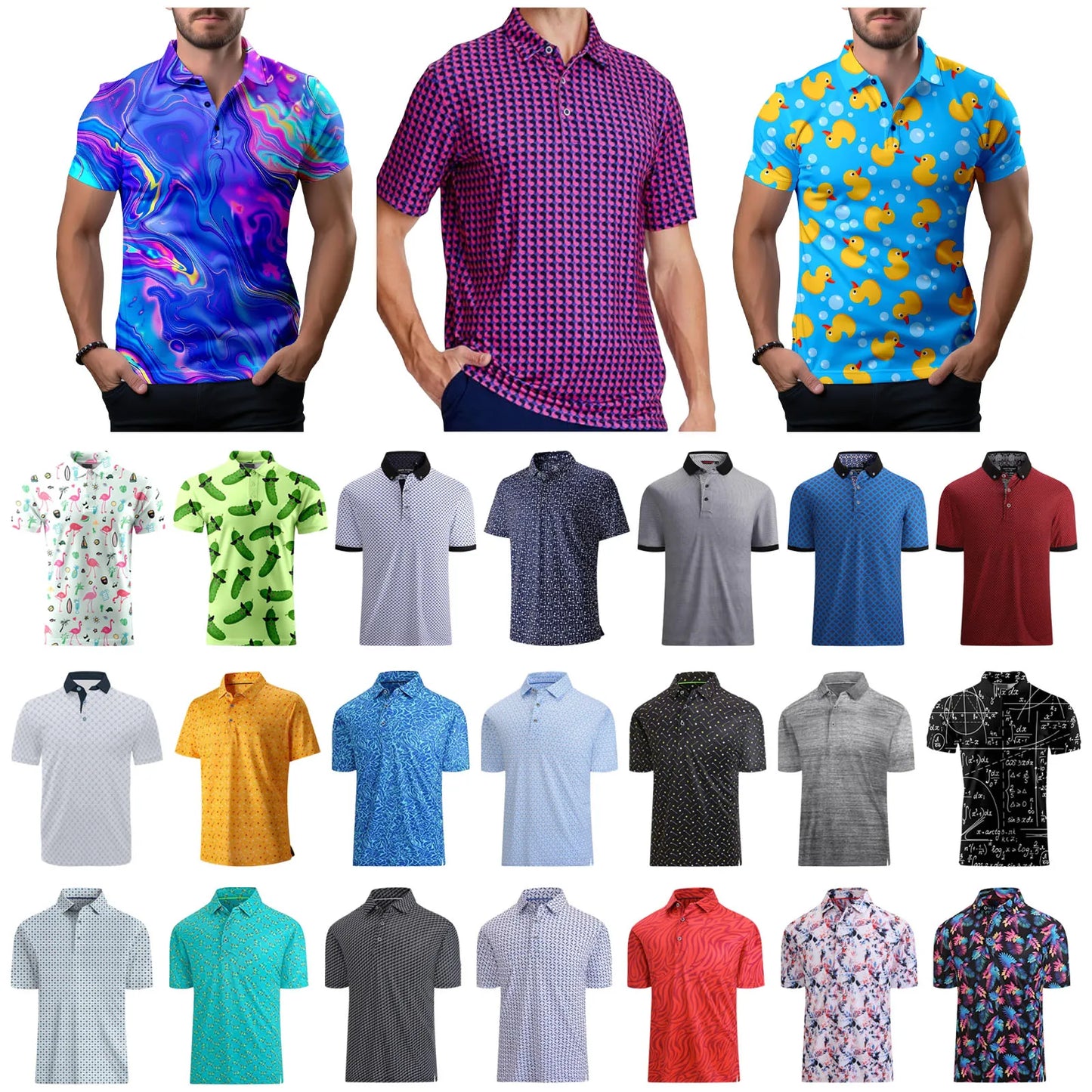 Men's Golf Tennis T-Shirt Moisture-Wicking Short Sleeve Printed Casual Sports Shirt S-6XL
