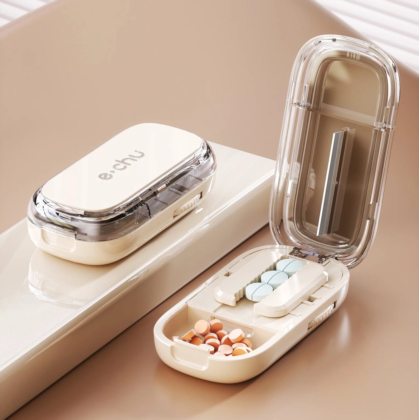 Portable 2 In 1 Mini Pill Cutter with Storage Box