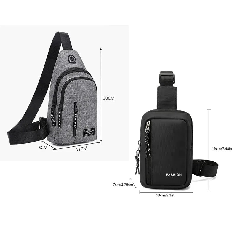 Water-Proof Messenger Crossbody Shoulder Bag with Built-In USB Cable on Some Options