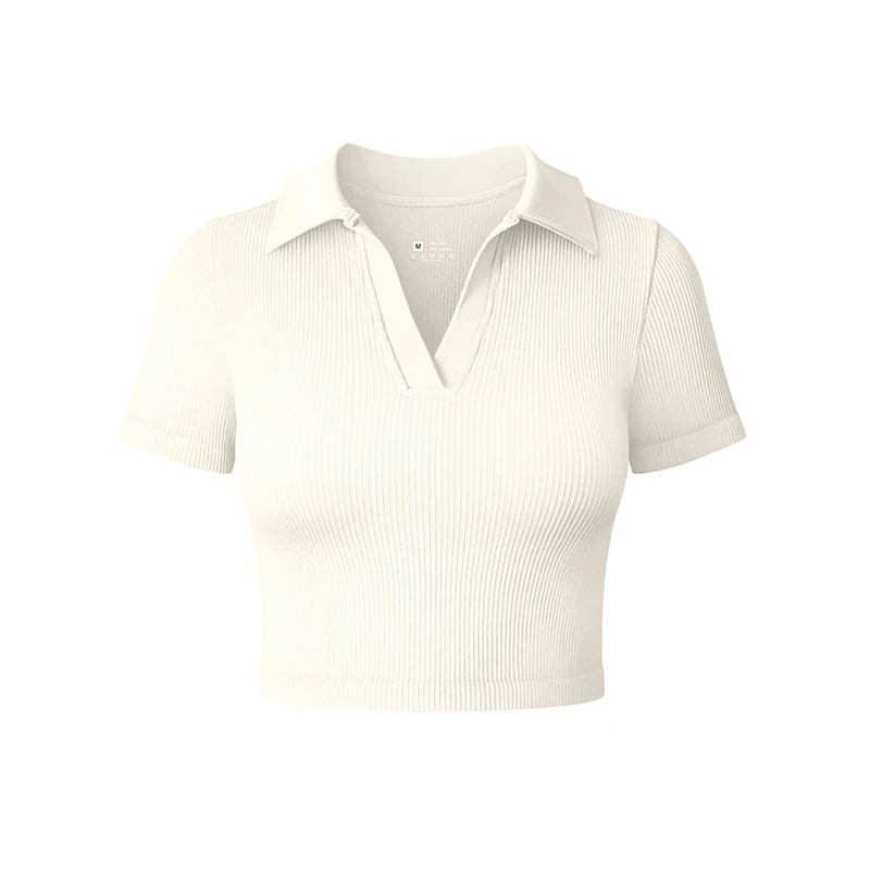 Women's T Shirt Short Sleeved Polo Shirt Casual Sports Tennis Shirt Tight Fit Fitness Yoga Top Ladies top