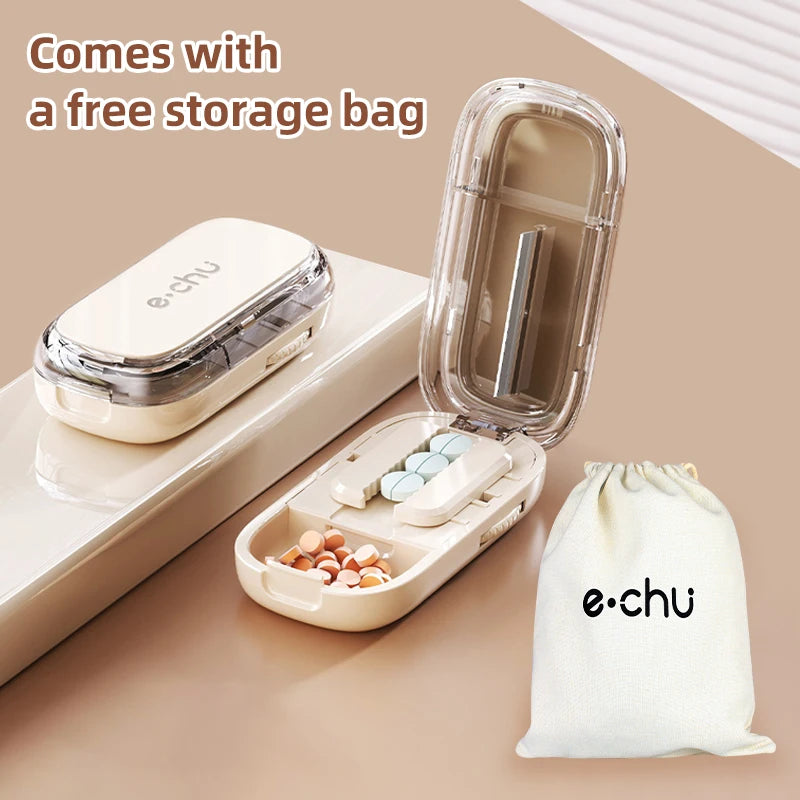 Portable 2 In 1 Mini Pill Cutter with Storage Box