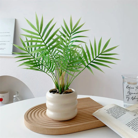 Artificial Palm Plant with Real Touch Monstera Leaves