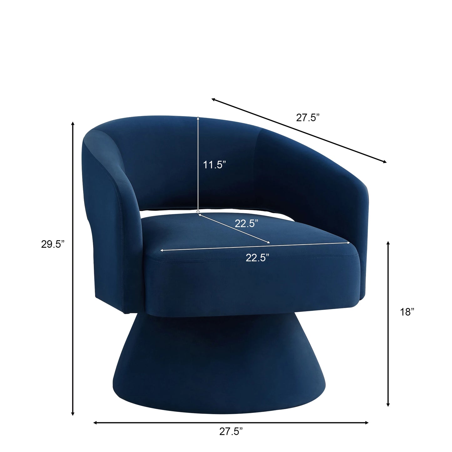 360° Comfort Swivel Upholstered Velvet Round Accent Armchair