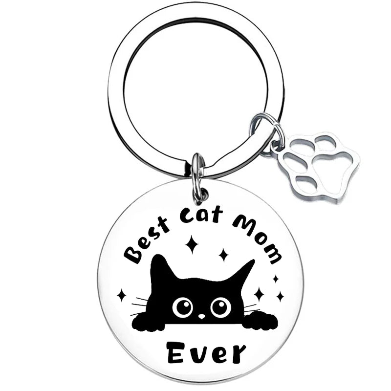 Cute Cat Mom Keychain Cats Mama Cats Mommy Key Chain Pendant Jewelry Cat Lover Gift Cat Grandma Gift
