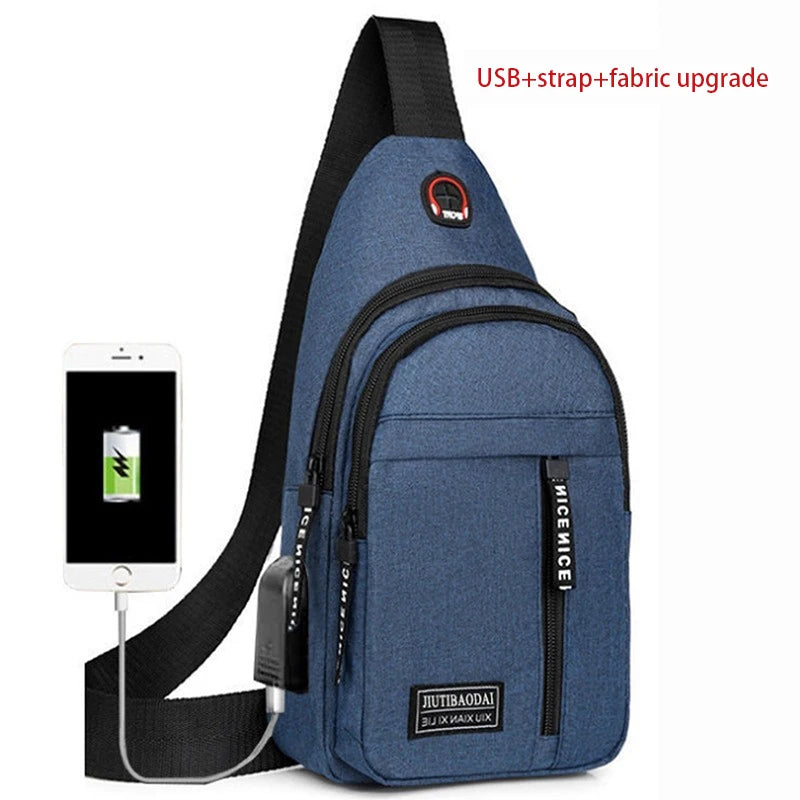 Water-Proof Messenger Crossbody Shoulder Bag with Built-In USB Cable on Some Options