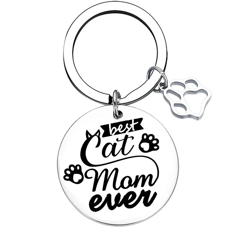 Cute Cat Mom Keychain Cats Mama Cats Mommy Key Chain Pendant Jewelry Cat Lover Gift Cat Grandma Gift