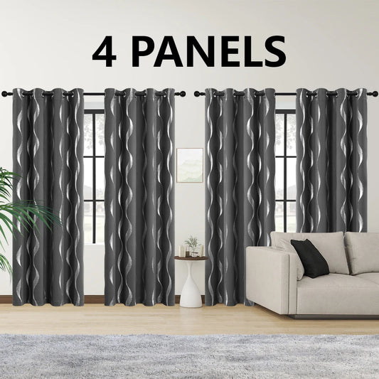 4PCS Blackout Curtains – Thermal Insulated Room Darkening Grommet Curtains