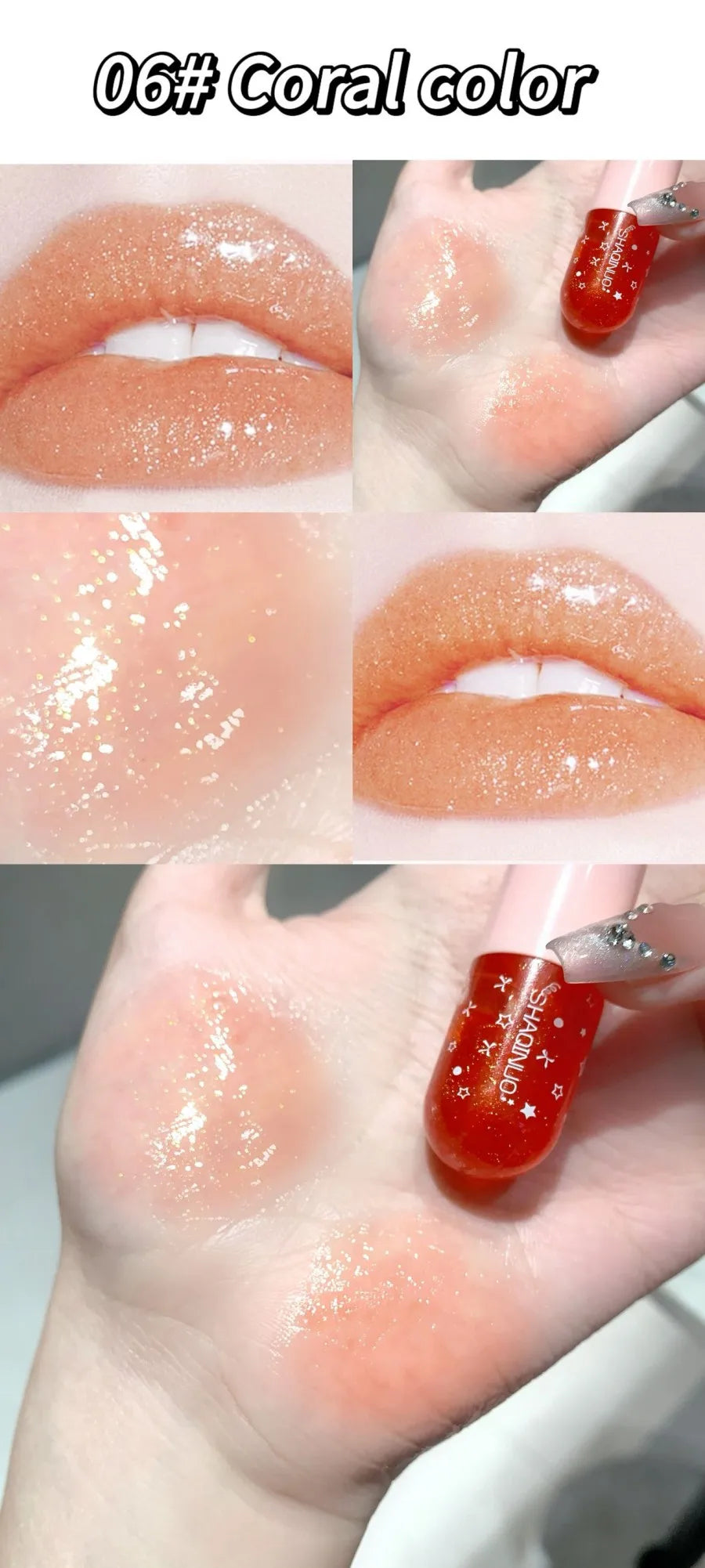 Shimmery Glitter Moisturizing Lip Gloss Set 6 Colors Highly Pigmented Fine Shine Long Wear Cute Lipgloss Set