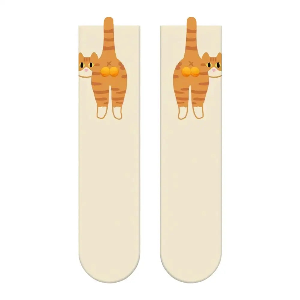 Breathable Cotton 1/5 Pairs Cute Cat Socks with Balls