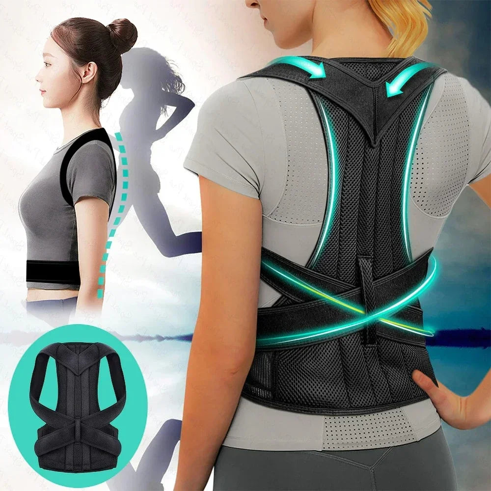Achieve  Posture with Adjustable, Breathable Polyester Posture Corrector - Universal Fit for Pain Rel