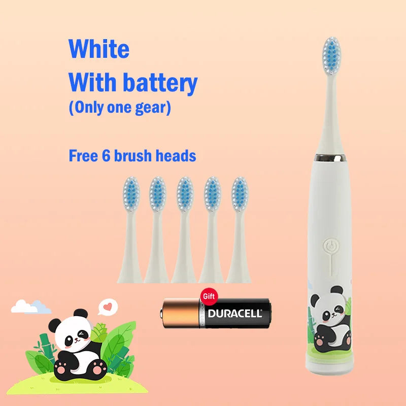 Children's Electric Toothbrush Cartoon Kids With Replacement Head Ultrasonic  IPX7 Waterproof Rechargeable Sonic Toothbrush