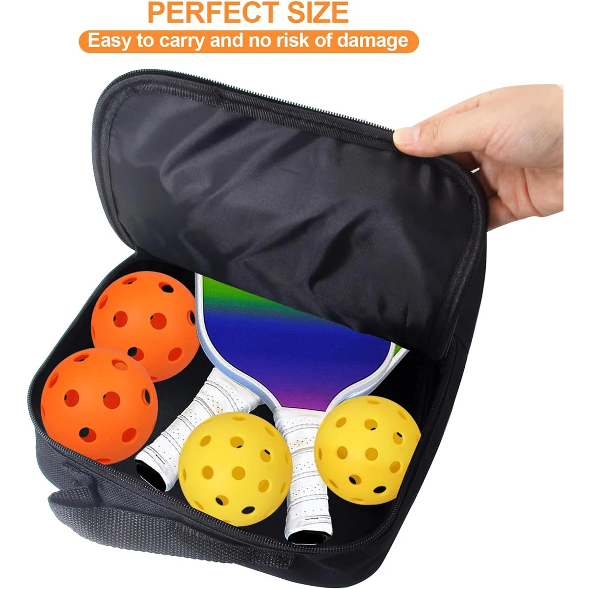 1pc Pickleball Paddle Cover with Pocket, With Extra Storage Space Pocket for Accessories, Fits Store 2 Paddle &4balls, Zipper C