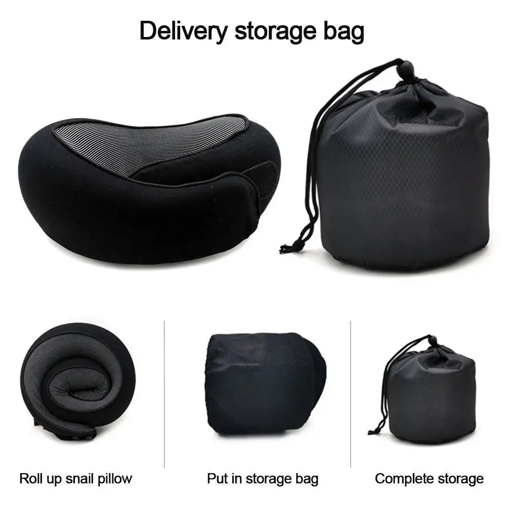 Memory Foam Travel Neck Pillow U-shaped Pillow Snail Style Travel Neck Support Portable Adjustable Soft Noon Break Sleep Pillows