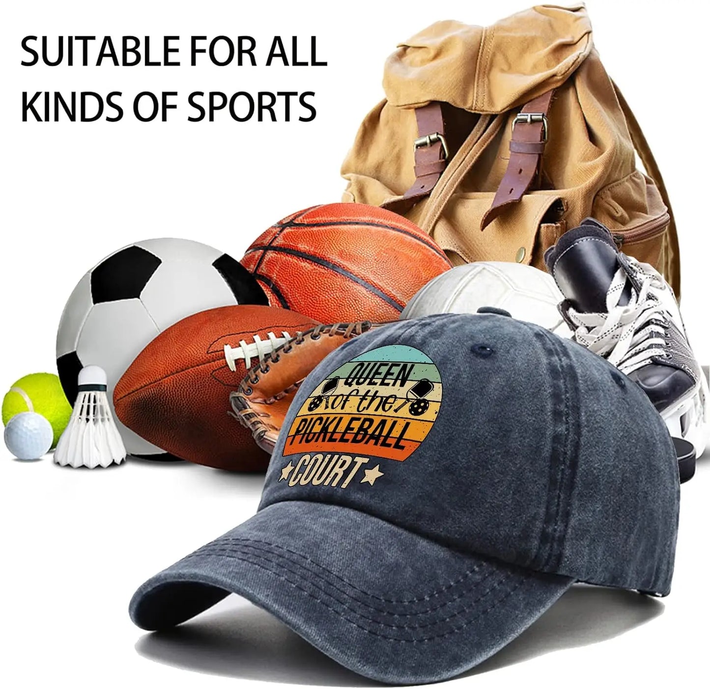 Queen of Pickleball Distressed Baseball Cap