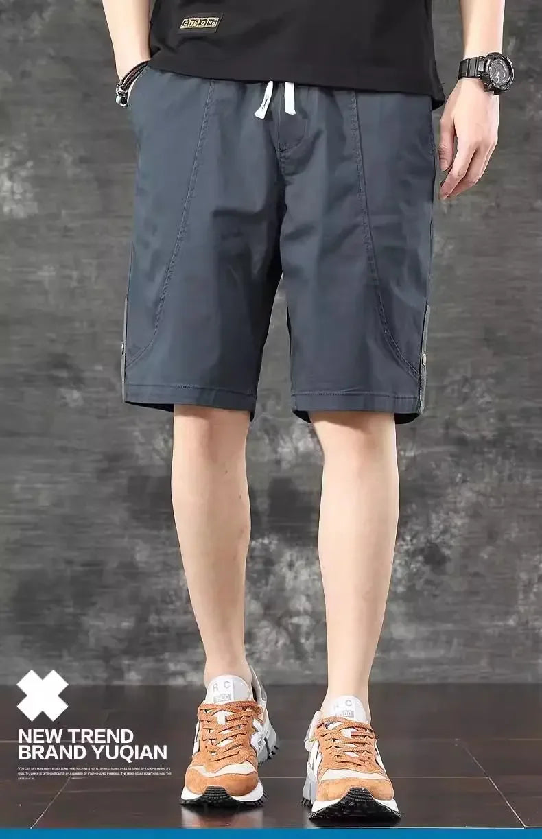 Trendy and Versatile Sports American Retro Work Clothes Men Thin Loose Straight Slimming Five-point Pants