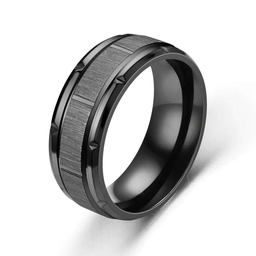 Classic 8mm Tungsten Surface Brushed Stainless Steel Ring