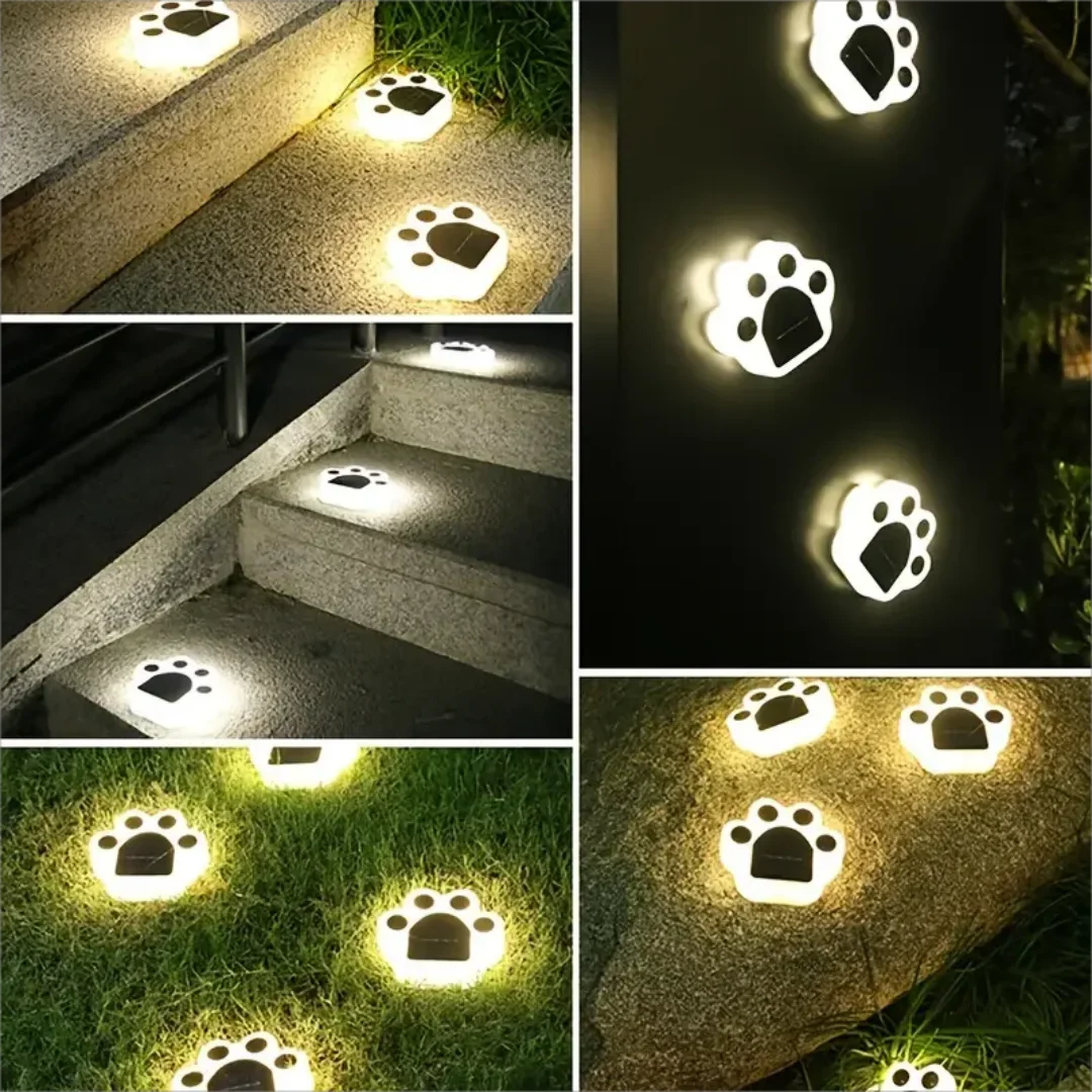 4pcs Solar Paw Print Lights