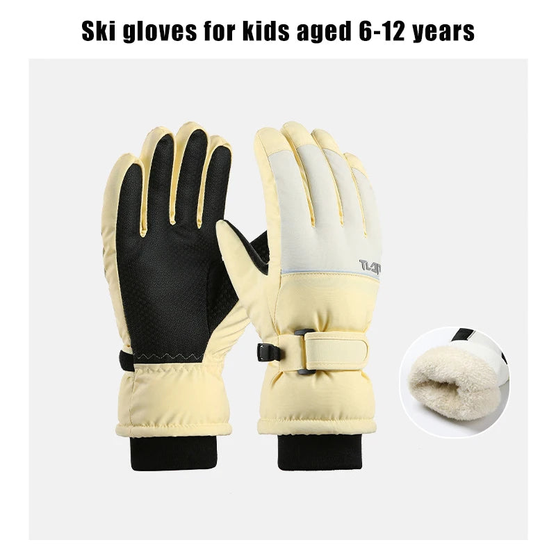 Kids Warm Winter Gloves Waterproof Anti-Slip Snow Gloves for Boys Girls Ideal for Outdoor Skiing Cycling