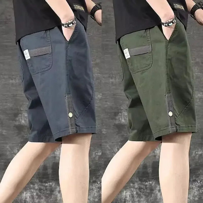 Trendy and Versatile Sports American Retro Work Clothes Men Thin Loose Straight Slimming Five-point Pants