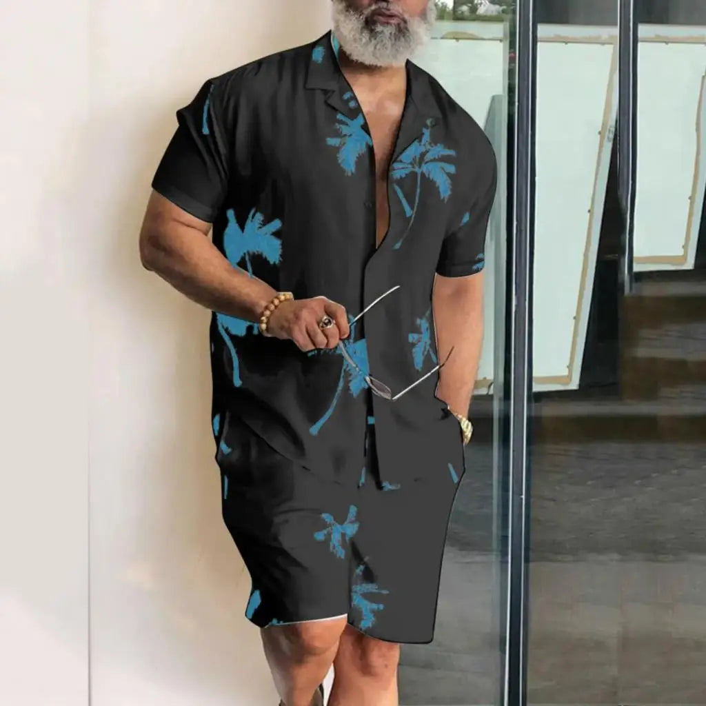 Men vacation two piece shorts set